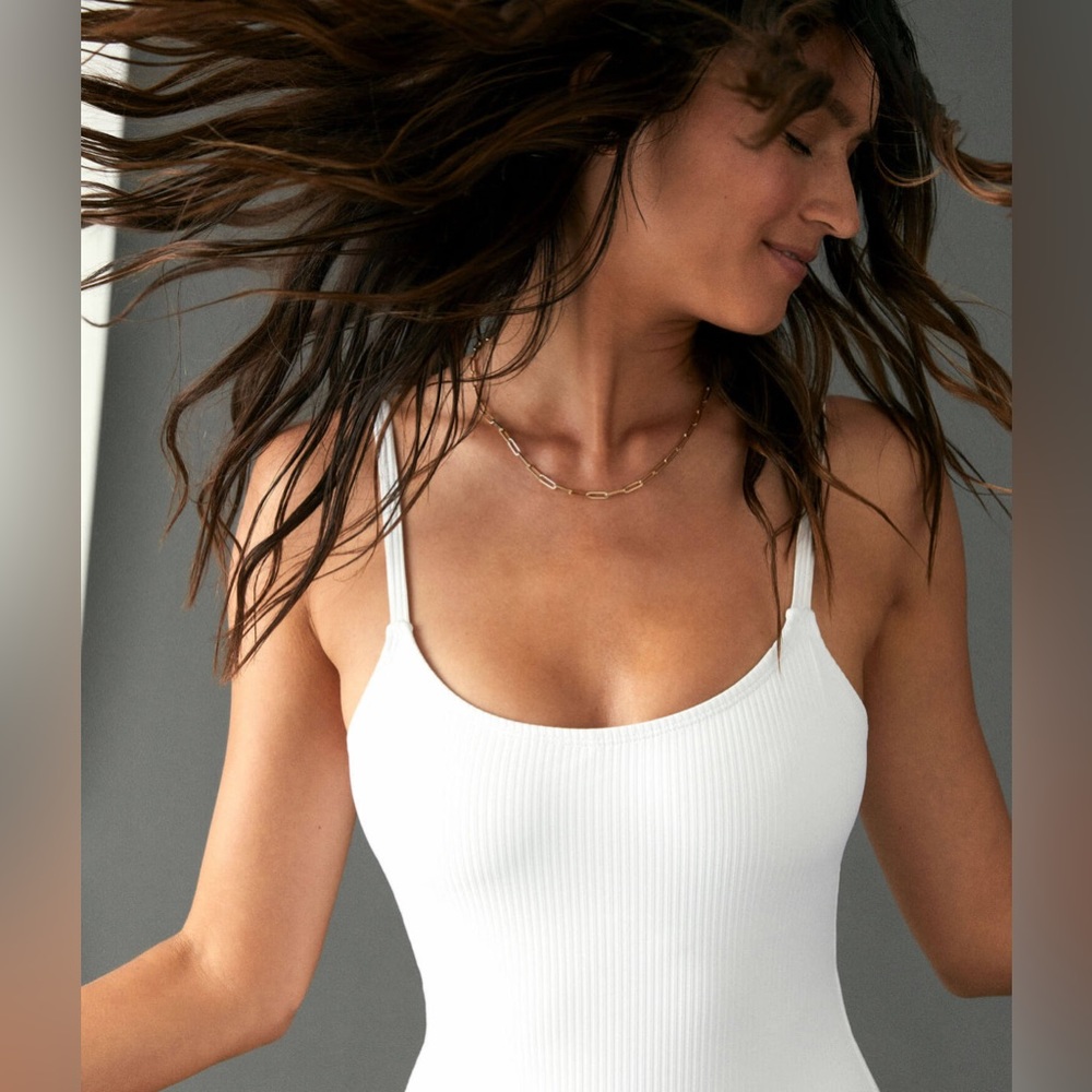Andie White Ribbed One Piece Swimsuit
